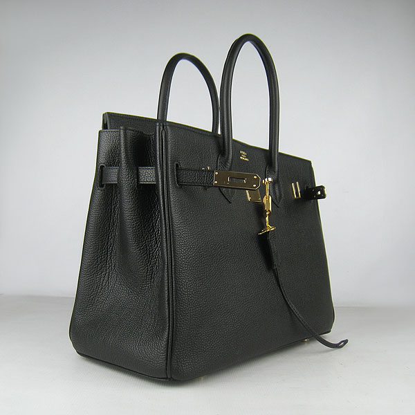 High Quality Fake Hermes Birkin 35CM Togo Leather Bag Black 6089